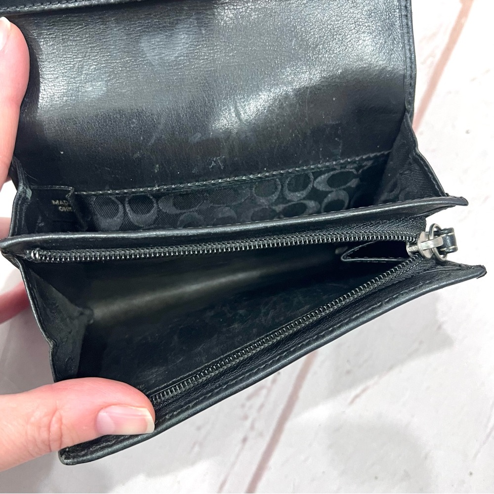 Coach Vintage Y2K Black Leather Hamilton Bi-Fold Wallet w Contrast Stitching. - Picture 6 of 8